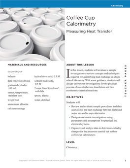 Coffee Cup Calorimetry