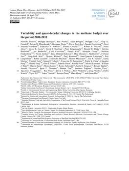 Variability and Quasi-Decadal Changes in the Methane Budget Over The