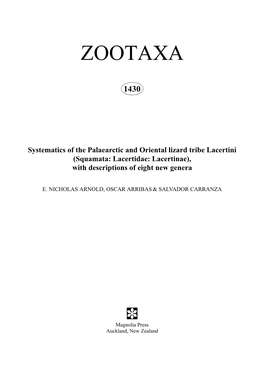 Zootaxa, Systematics of the Palaearctic And
