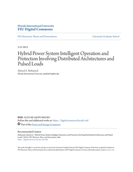 Hybrid Power System Intelligent Operation and Protection Involving Distributed Architectures and Pulsed Loads Ahmed A