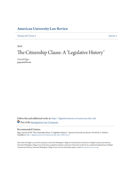 The Citizenship Clause: a ―Legislative History‖