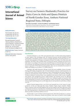 Survey on Farmers Husbandry Practice for Dairy Cows in Alefa and Quara Districts of North Gondar Zone, Amhara National Regional State, Ethiopia