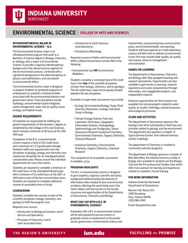 Environmental Science I College of Arts and Sciences