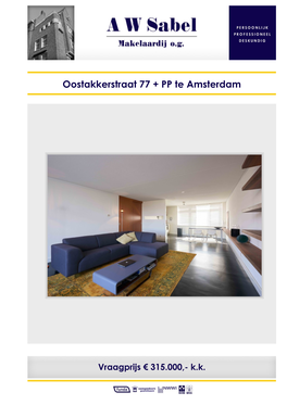 Oostakkerstraat 77 + PP Te Amsterdam