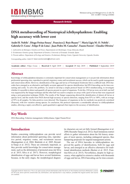 DNA Metabarcoding of Neotropical Ichthyoplankton: Enabling High Accuracy with Lower Cost