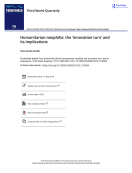 Humanitarian Neophilia: the 'Innovation Turn' and Its Implications