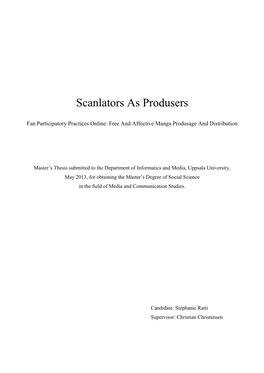 Scanlators As Produsers