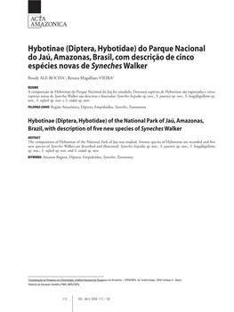 Diptera, Hybotidae) Do Parque Nacional Do Jaú, Amazonas, Brasil, Com Descrição De Cinco Espécies Novas De Syneches Walker