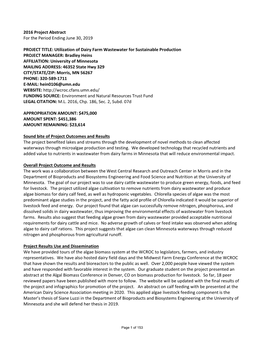 Utilization of Dairy Farm Wastewater for Sustainable Pr