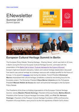 Europa Nostra Summer 2018 Enewsletter