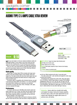 AUSMO TYPE C 5 AMPS CABLE XTRA REVIEW — Ashok Pandey Ashokpa@Cybermedia.Co.In