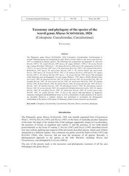 Taxonomy and Phylogeny of the Species of the Weevil Genus Miarus SCHÖNHERR, 1826 (Coleoptera: Curculionidae, Curculioninae)