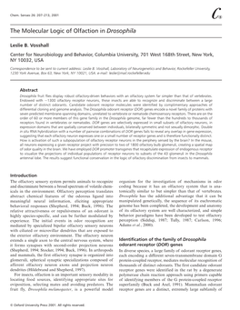 The Molecular Logic of Olfaction in Drosophila