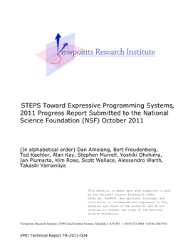 Expressive Programming Systems Viewpoints Research Institute, Glendale CA