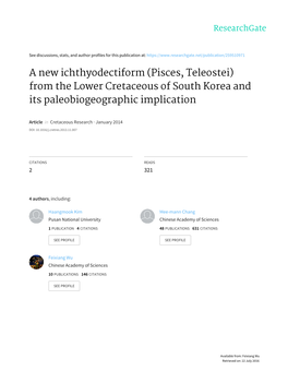 From the Lower Cretaceous of South Korea and Its Paleobiogeographic Implication