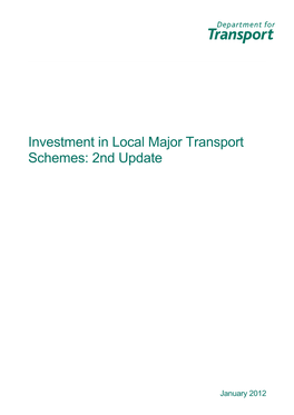 Investment in Local Major Transport Schemes: 2Nd Update