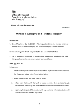 Ukraine (Sovereignty and Territorial Integrity)