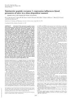 Natriuretic Peptide Receptor 1 Expression Influences Blood Pressures of Mice in a Dose-Dependent Manner