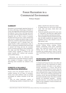 Forest Recreation in a Commercial Environment William Murphy1