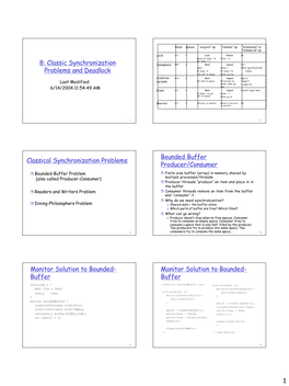 Classic Synchronization Problems and Deadlock