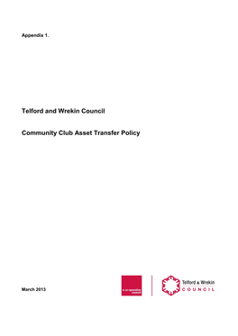 Telford and Wrekin Council Community Club Asset Transfer