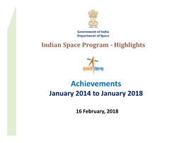 Achievements January 2014 to January 2018