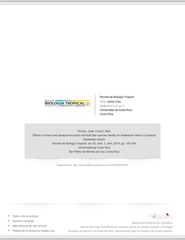 Redalyc.Effects of Insect and Decapod Exclusion and Leaf Litter Species