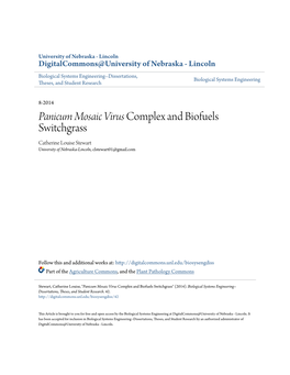 &lt;I&gt;Panicum Mosaic Virus&lt;/I&gt; Complex and Biofuels Switchgrass