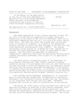 Spring Creek Yard Waste Composting Facility) February 6, 2007 DEC Application No