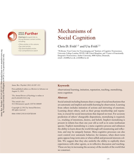 Mechanisms of Social Cognition