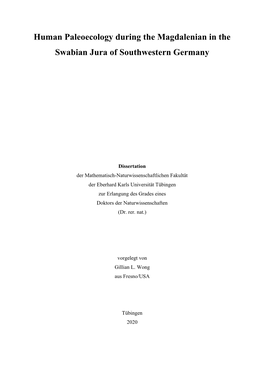 Human Paleoecology During the Magdalenian in the Swabian Jura of Southwestern Germany