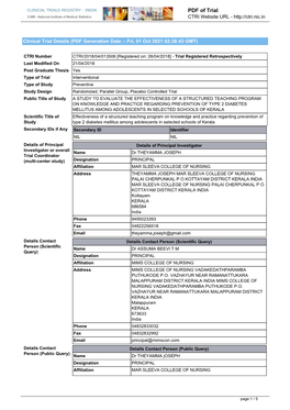 CTRI Trial Data