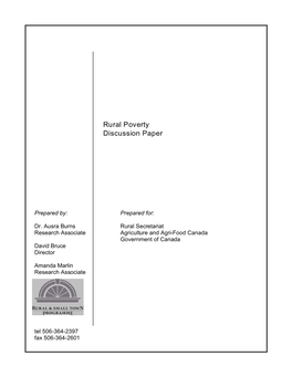 Rural Poverty Discussion Paper