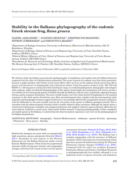 Phylogeography of the Endemic Greek Stream Frog, Rana Graeca