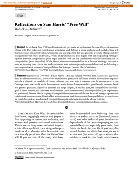Reflections on Sam Harris' “Free Will”