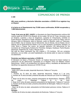 Comunicado De Prensa C 259