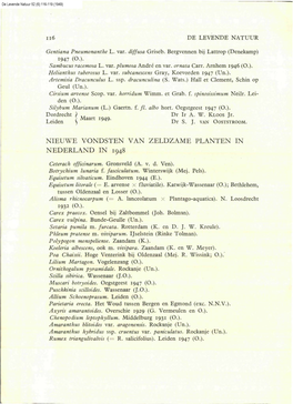 Nieuwe Vondsten Van Zeldzame Planten in Nederland in 1948