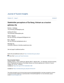 Stakeholder Perceptions of Da Nang, Vietnam As a Tourism Gateway City