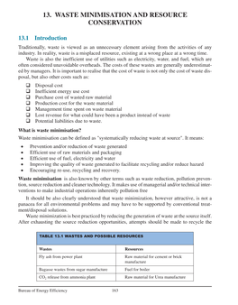 13. Waste Minimisation and Resource Conservation