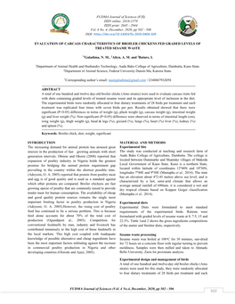 EVALUATION of CARCASS … Galadima, Aliyu and Bature FJS