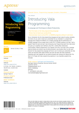 Introducing Vala Programming a Language and Techniques to Boost Productivity