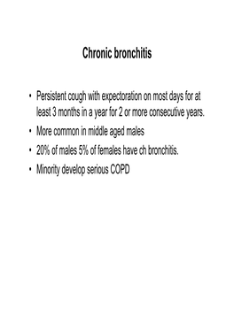 Chronic Bronchitis