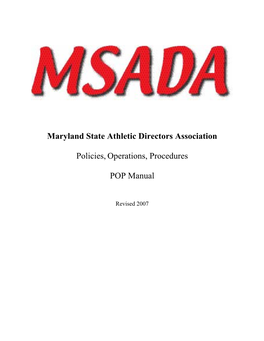 Maryland State Athletic Directors Association Policies, Operations