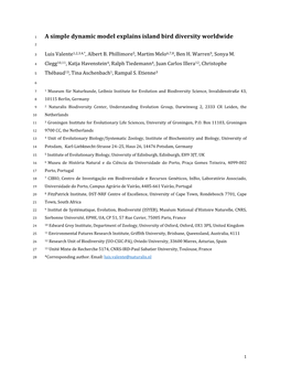A Simple Dynamic Model Explains Island Bird Diversity Worldwide 2