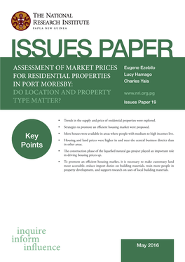 Assessment of Market Prices for Residential Properties in Port Moresby