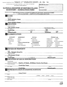 National Register of Historic Places Inventory « Nomination Form