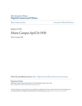 Maine Campus April 24 1930 Maine Campus Staff