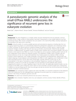 A Paneukaryotic Genomic Analysis of the Small Gtpase RABL2