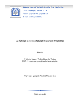 Rétsági Kistérség Területfejlesztési Programja 2007-2013