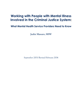 Working with People with Mental Illness Involved in the Criminal Justice System